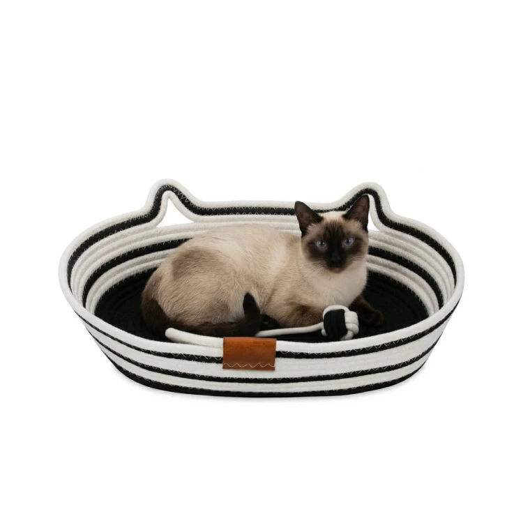 Legowisko plecione dla zwierząt Carinio COCO Black&white - S