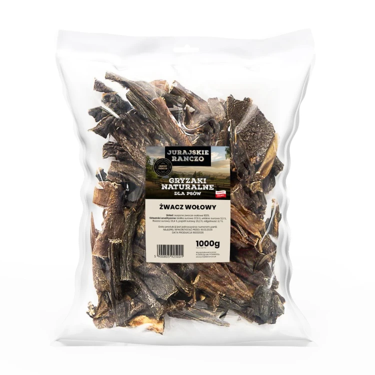 Naturalny gryzak Żwacze wołowe 1kg Jurajskie Ranczo