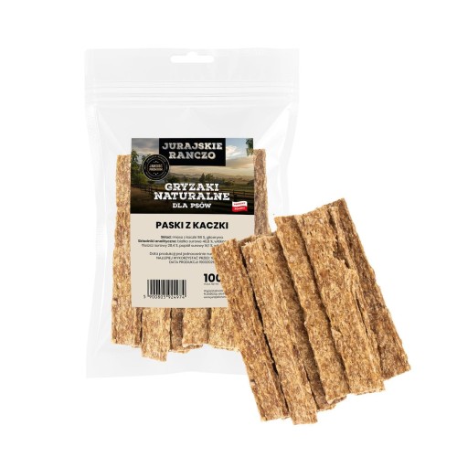 Naturalny gryzak Kacze paski 12cm 100g Jurajskie Ranczo