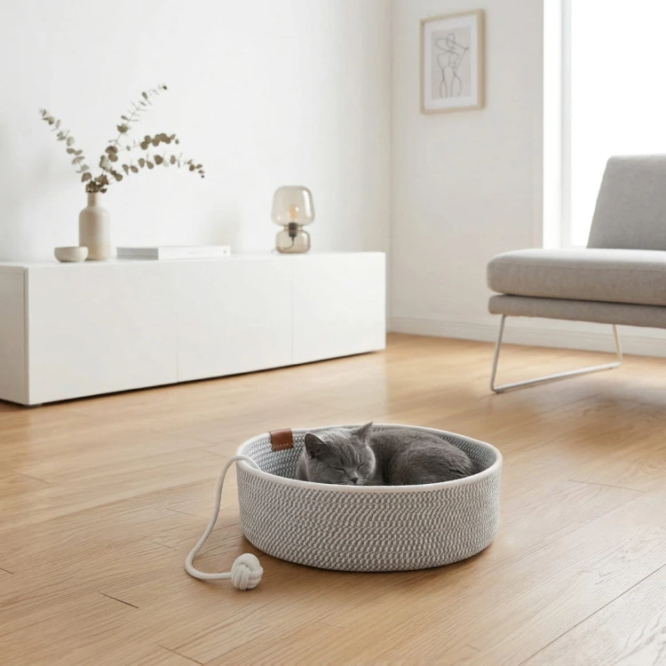 Legowisko plecione dla zwierząt Carinio BASKET BALL Gray/white - M