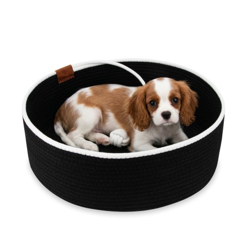 Legowisko plecione dla zwierząt Carinio BASKET BALL Black&white - L