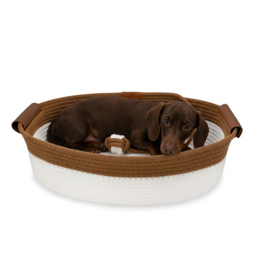 Legowisko plecione dla zwierząt Carinio ELIPSE Cream&brown - L