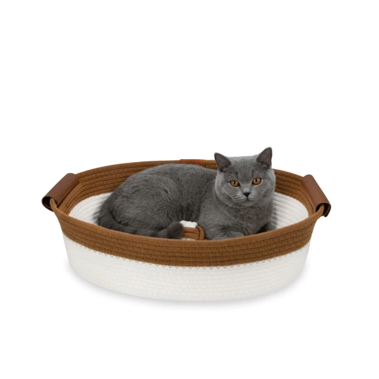 Legowisko plecione dla zwierząt Carinio ELIPSE Cream&brown - S