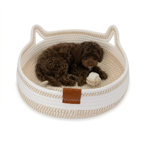 Legowisko plecione dla zwierząt Carinio PLAYGROUND White coffee - L