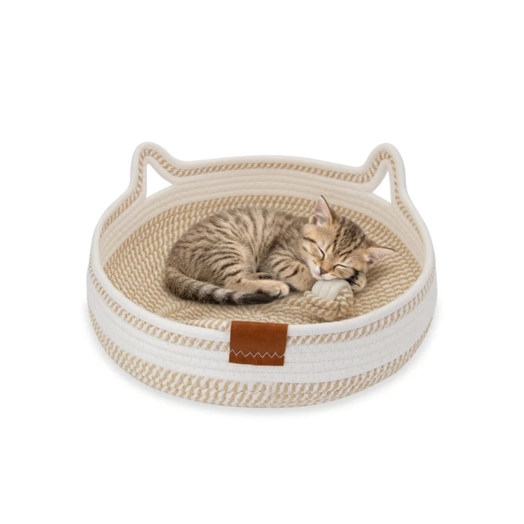 Legowisko plecione dla zwierząt Carinio PLAYGROUND White coffee - S