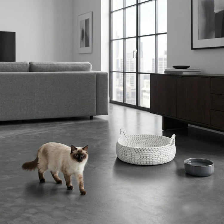 Legowisko plecione dla zwierząt Carinio MOON EARS White - S