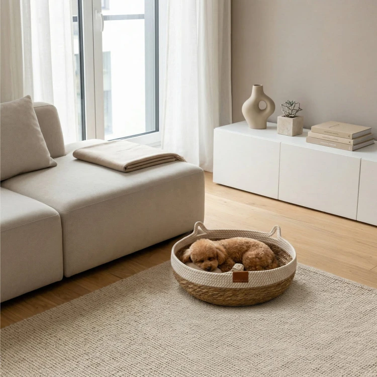 Legowisko plecione dla zwierząt Carinio TAIL Cafee late - L