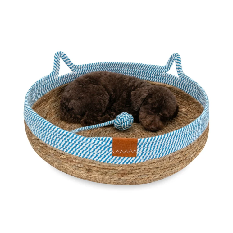 Legowisko plecione dla zwierząt Carinio TAIL White+blue/sand - L