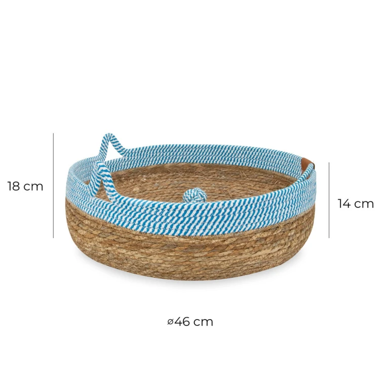 Legowisko plecione dla zwierząt Carinio TAIL White+blue/sand - L