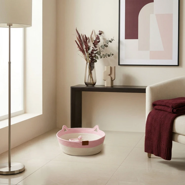 Legowisko plecione dla zwierząt Carinio TAIL PLAY Pink - L