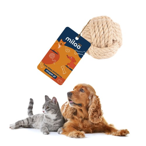 Piłka - naturalna zabawka, gryzak z włókna konopnego (S) - Miloo Pets