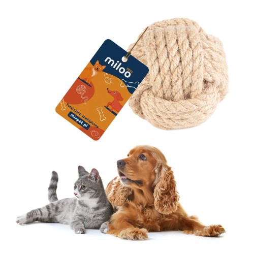 Piłka - naturalna zabawka, gryzak z włókna konopnego (L) - Miloo Pets