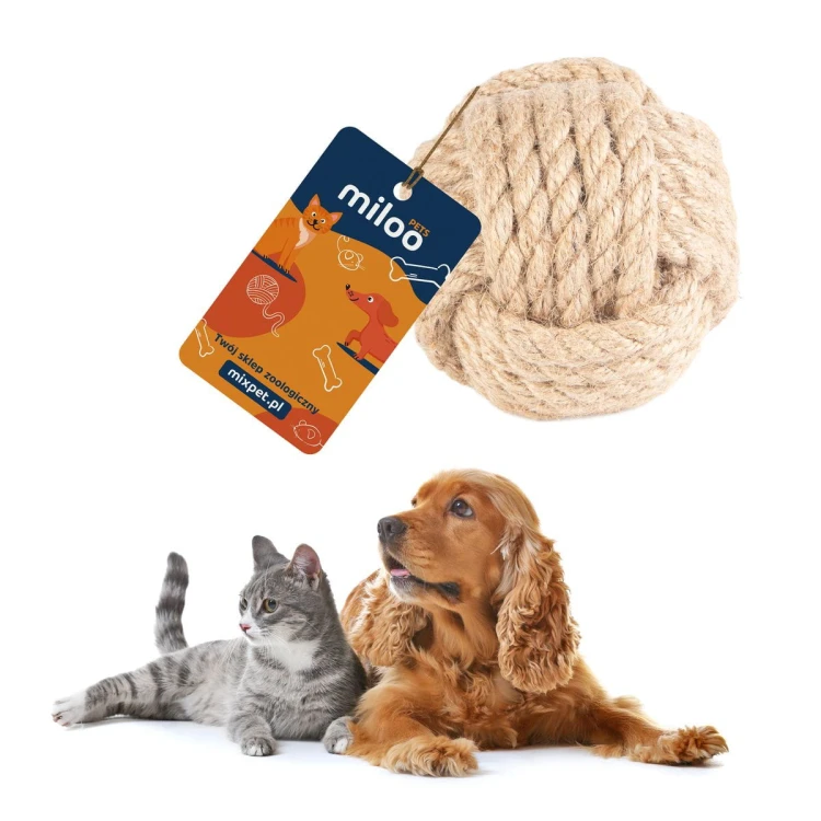 Piłka - naturalna zabawka, gryzak z włókna konopnego (L) - Miloo Pets