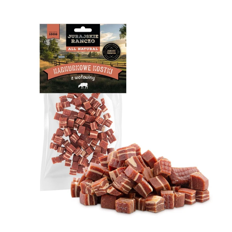 Marmurkowe kostki z wołowiny Jurajskie Ranczo - 100 g