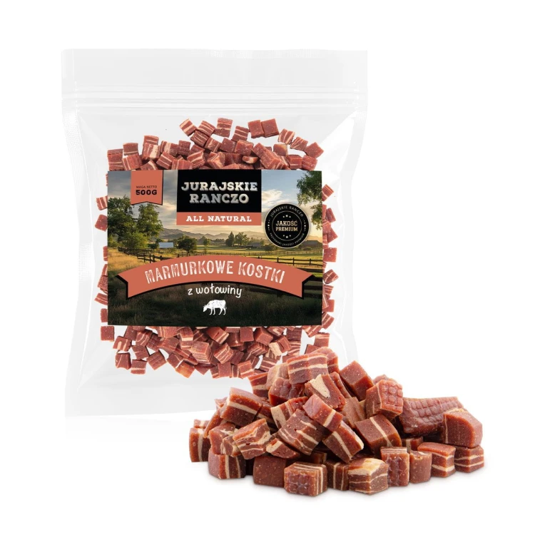 Marmurkowe kostki z wołowiny Jurajskie Ranczo - 500g