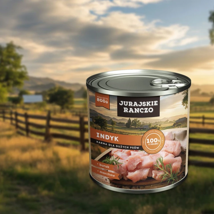 Juraskie Ranczo karma dla DUŻYCH PSÓW. Wołowina & Jagnięcina. 830g