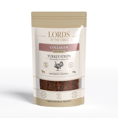 Paski z indyka z pietruszką i olejem z łososia - Collagen Dog Menu LORDS - 90g
