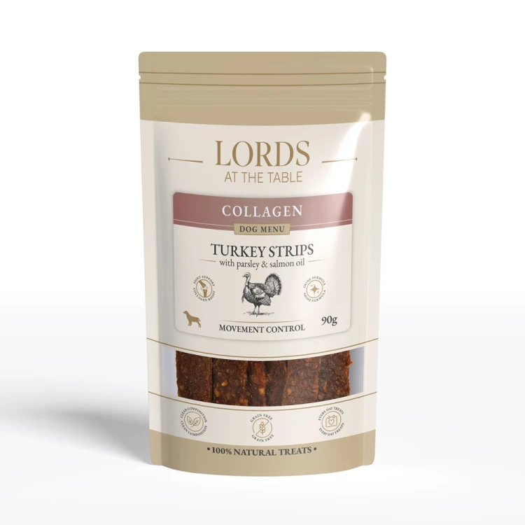 Paski z indyka z pietruszką i olejem z łososia - Collagen Dog Menu LORDS - 90g