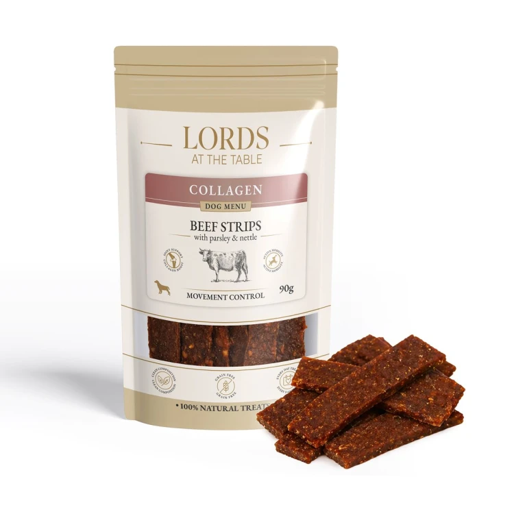 Paski wołowe z pietruszką i pokrzywą - Collagen Dog Menu LORDS - 90g