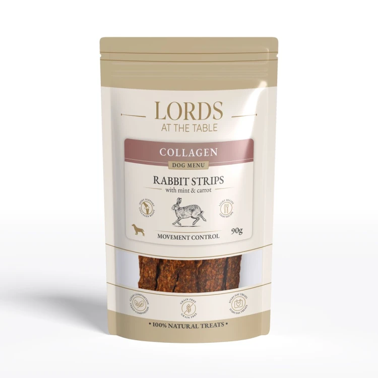 Paski z królika z miętą i marchewką - Collagen Dog Menu LORDS - 90g