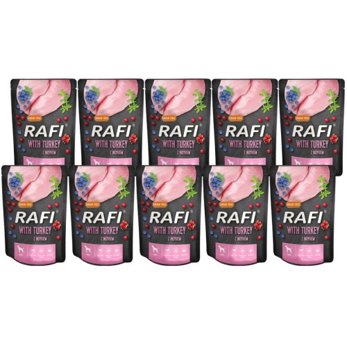Mokra karma dla psa Rafi z indykiem zestaw 10 x 300 g