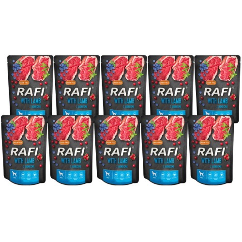 Mokra karma dla psa Rafi z jagnięciną zestaw 10 x 300 g