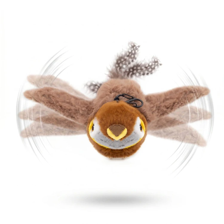 Zabawka dla zwierząt Interaktywny ptaszek MilooPets - brązowy