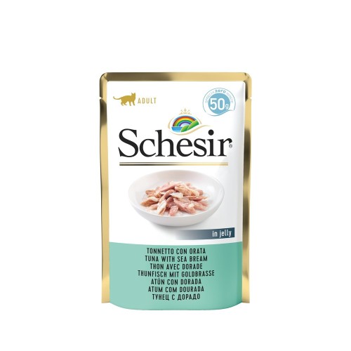 Karma mokra, dla kotów, tuńczyk z doradą w galarecie, 50 g, saszetka