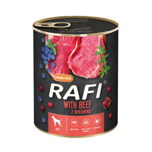 Rafi mokra karma dla psa wołowiną,borówką i żurawiną 800g