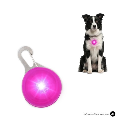 Świecąca lampka LED do obroży dla psa MilooPets - różowa