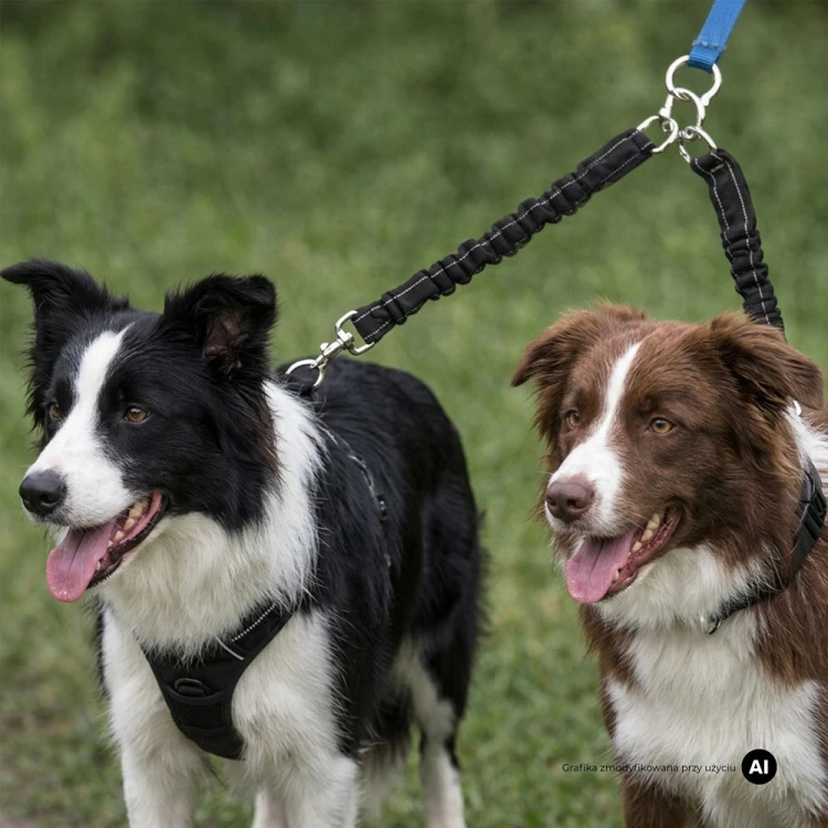 Rozdzielacz do smyczy dla dwóch psów z amortyzatorem MilooPets