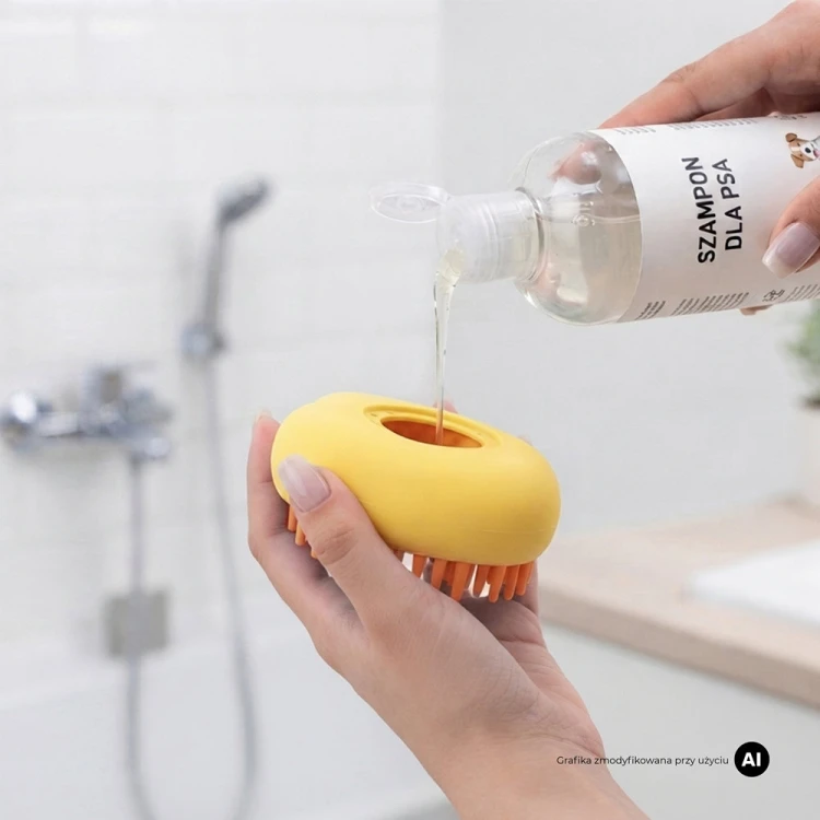 Szczotka na szampon do mycia psa MilooPets - żółta