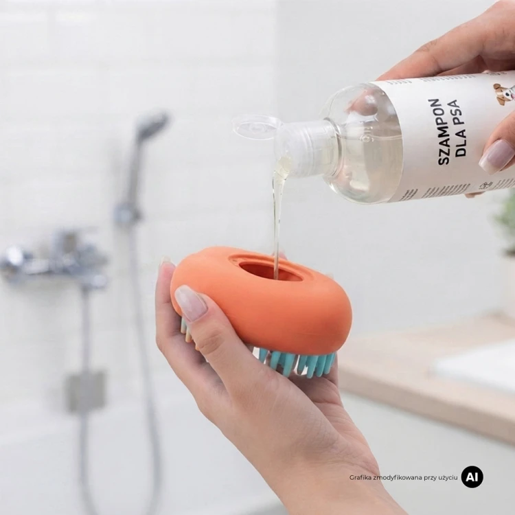 Szczotka na szampon do mycia psa MilooPets - pomarańczowa