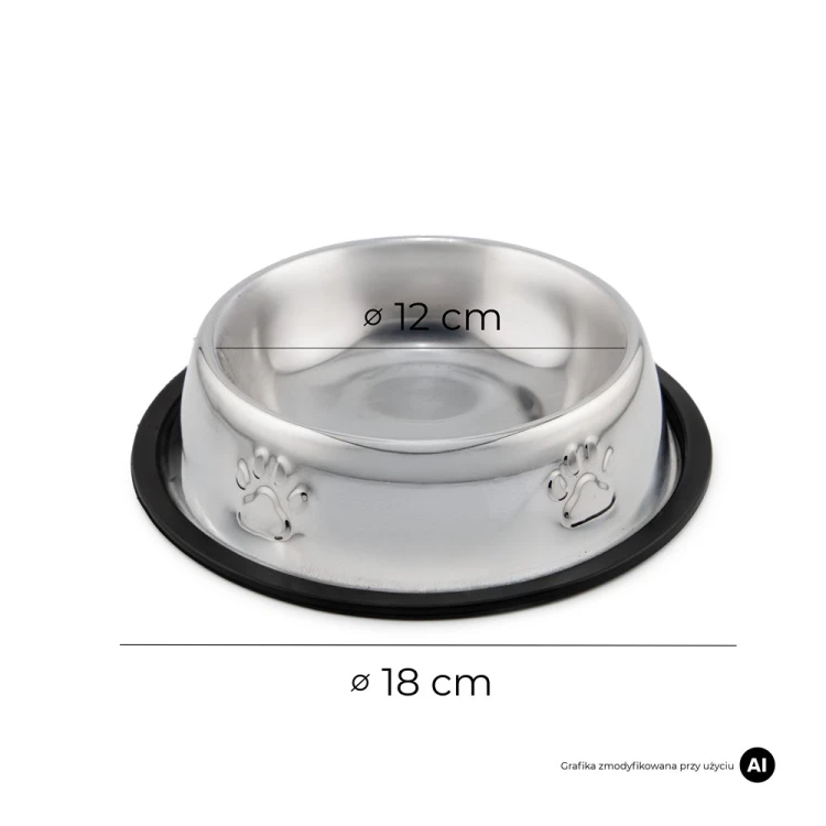 Metalowa miska dla psa na gumie antypoślizgowa MilooPets - 300 ml