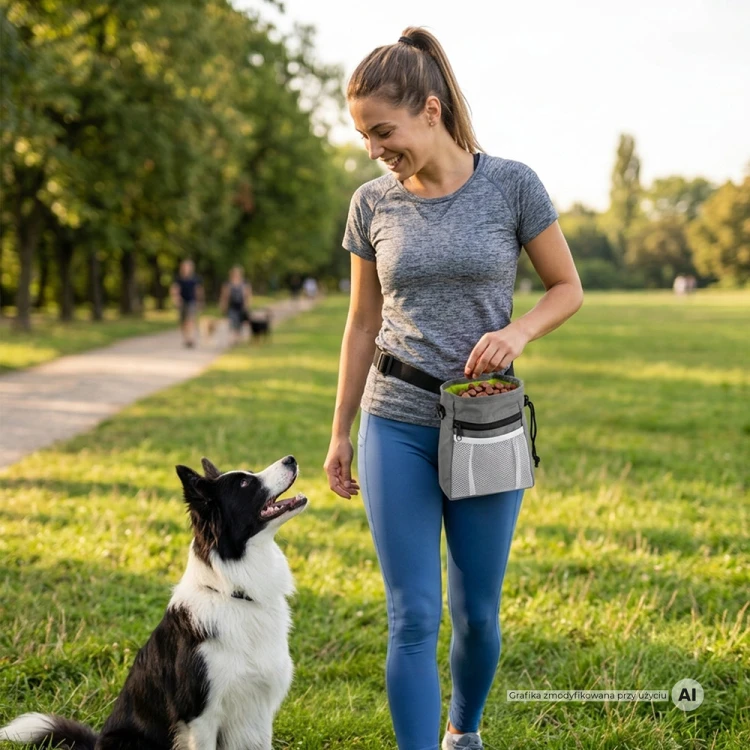 Saszetka dla psa na smaczki i woreczki MilooPets - szara