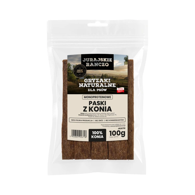 Naturalny gryzak Paski z konia Jurajskie Ranczo - 100g