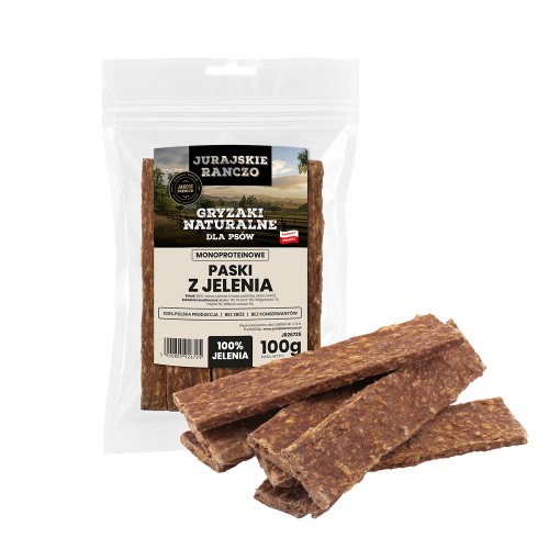 Naturalny gryzak Paski z jelenia Jurajskie Ranczo - 100g
