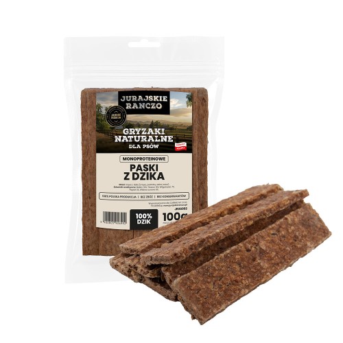 Naturalny gryzak Paski z dzika Jurajskie Ranczo - 100g