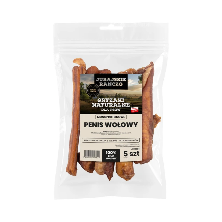 Naturalny gryzak Penis wołowy Jurajskie Ranczo - 5 szt