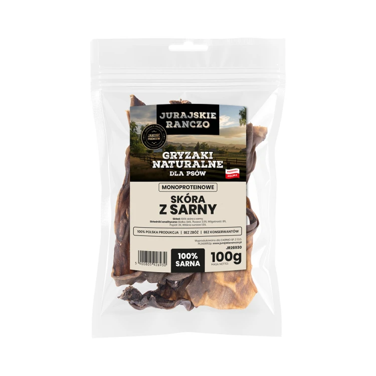 Naturalny gryzak Skóra z sarny Jurajskie Ranczo - 100g