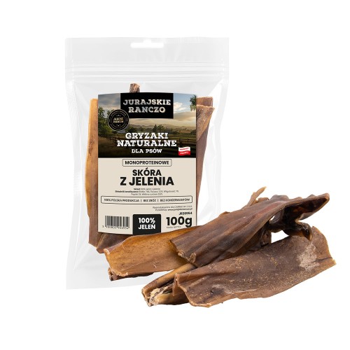 Naturalny gryzak Skóra z jelenia Jurajskie Ranczo - 100g