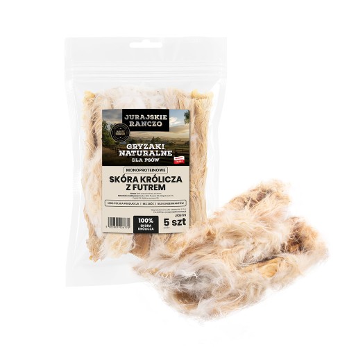 Naturalny gryzak Skóra królicza z futrem Jurajskie Ranczo - 5 szt