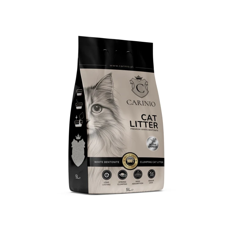 Żwirek bentonitowy Carinio Active Carbon 5l