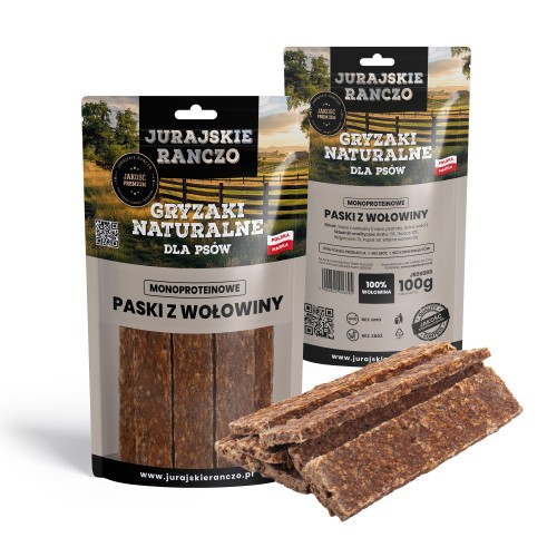 Naturalny gryzak Paski z wołowiny Jurajskie Ranczo - 100g