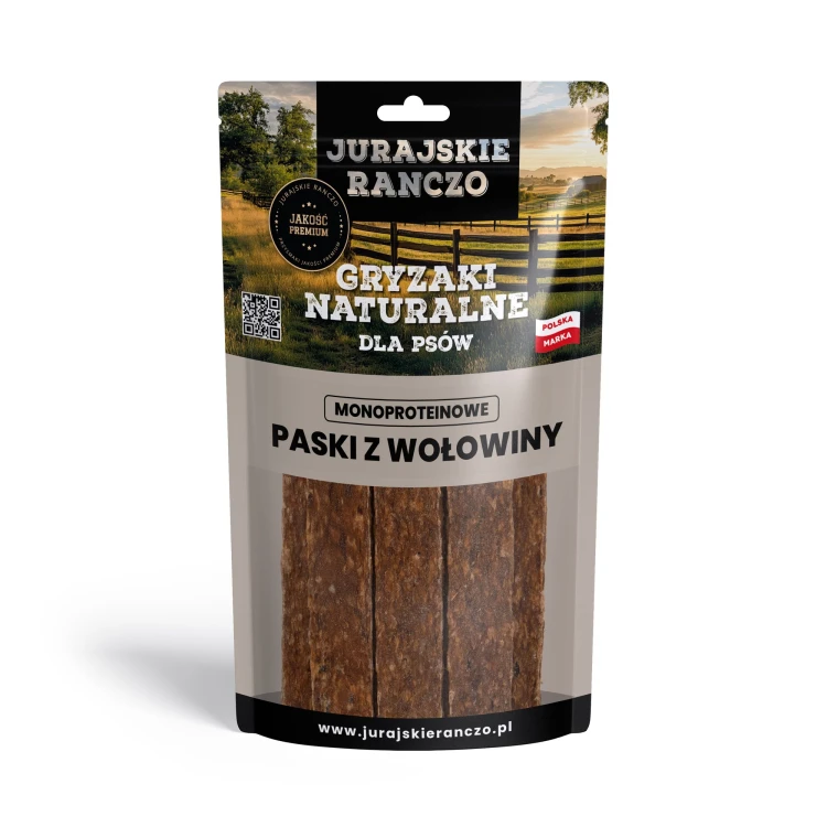 Naturalny gryzak Paski z wołowiny Jurajskie Ranczo - 100g