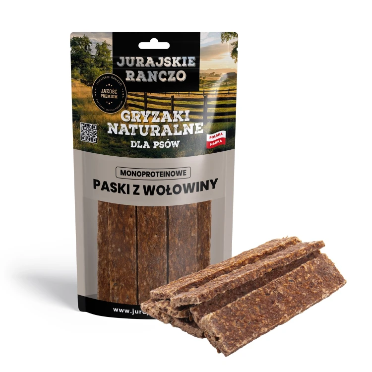 Naturalny gryzak Paski z wołowiny Jurajskie Ranczo - 100g