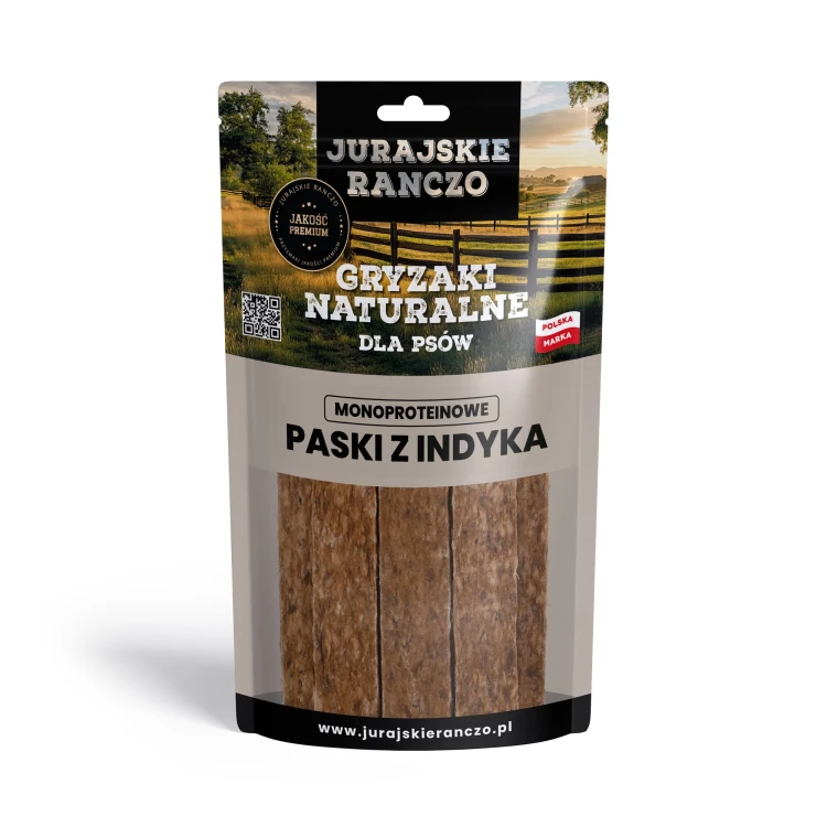 Naturalny gryzak Paski z indyka Jurajskie Ranczo - 100g