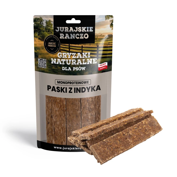 Naturalny gryzak Paski z indyka Jurajskie Ranczo - 100g