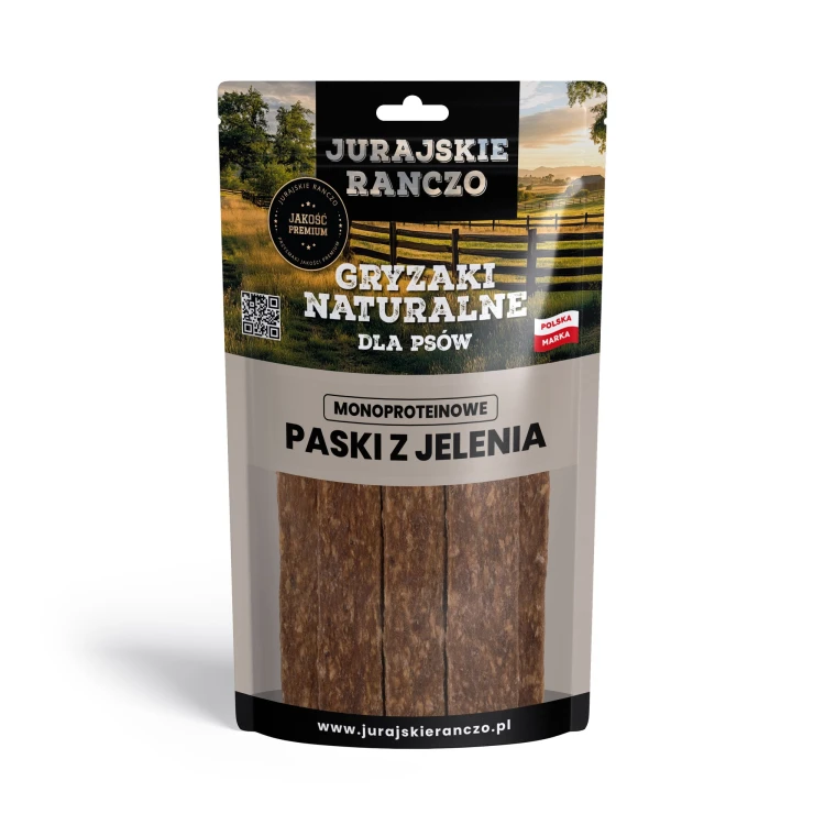 Naturalny gryzak Paski z jelenia Jurajskie Ranczo - 100g