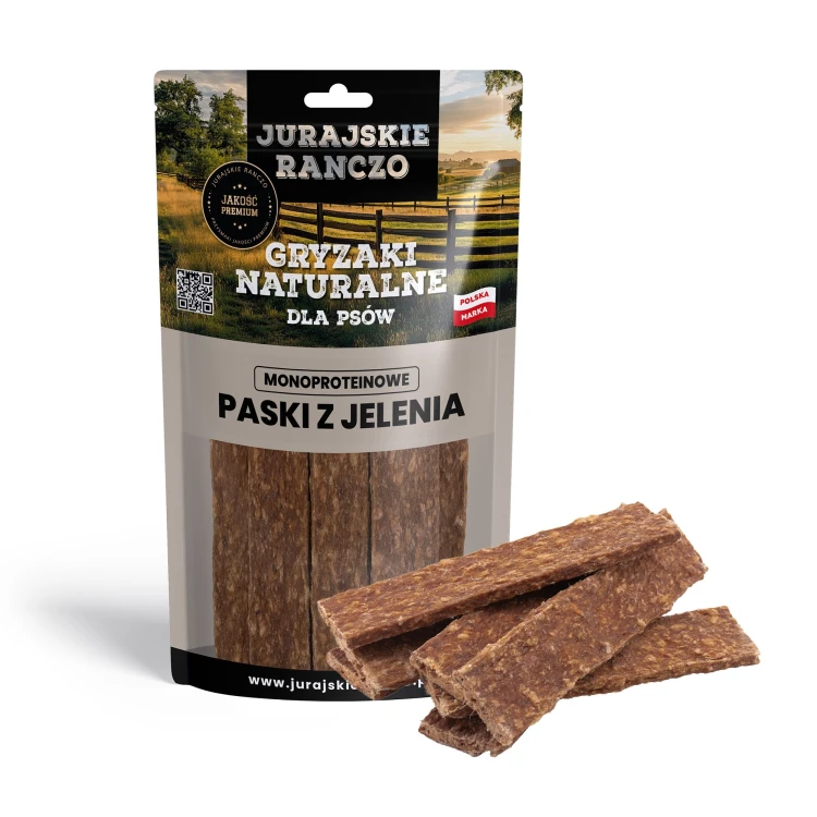Naturalny gryzak Paski z jelenia Jurajskie Ranczo - 100g